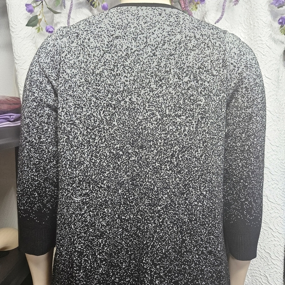 Adrienne Vittadini Black and Gray Crew Neck Sweater with Gradient Design - Picture 2 of 6